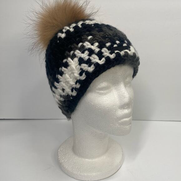Bula Hat Crochet Knit Beanie Faux Fur Pom Pom Winter Ski Outdoor - Picture 10 of 14